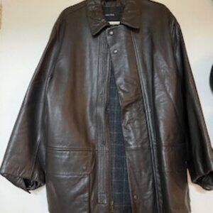 Men's Nautica Brown Leather Coat
